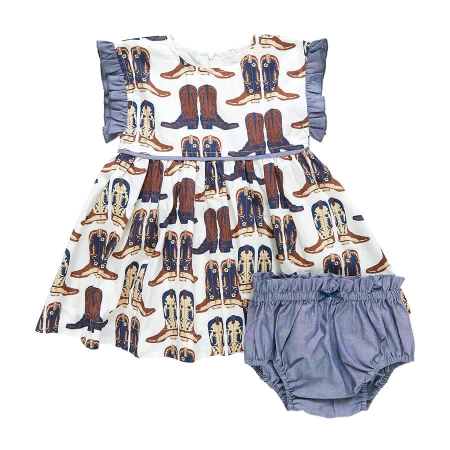 Baby Girls Nell Dress Set – Cowboy Boots | Pink Chicken | Iris Gifts & Décor