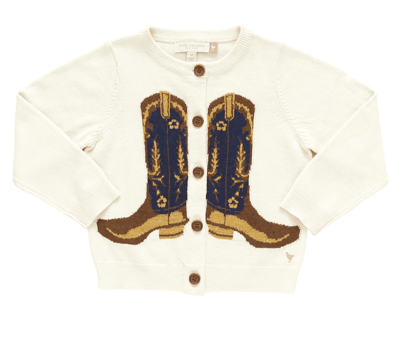 Girls Cowboy Boots Sweater – Cream | Pink Chicken | Iris Gifts & Décor