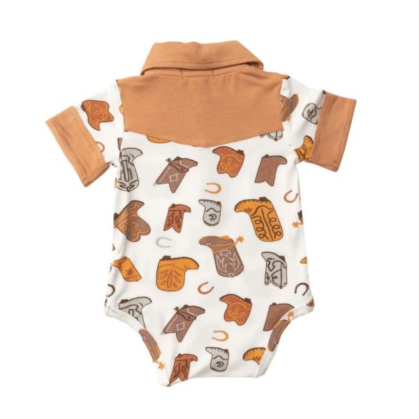 Cowboy Boots/Ivory Yoke Bodysuit 6-12M - Image 2