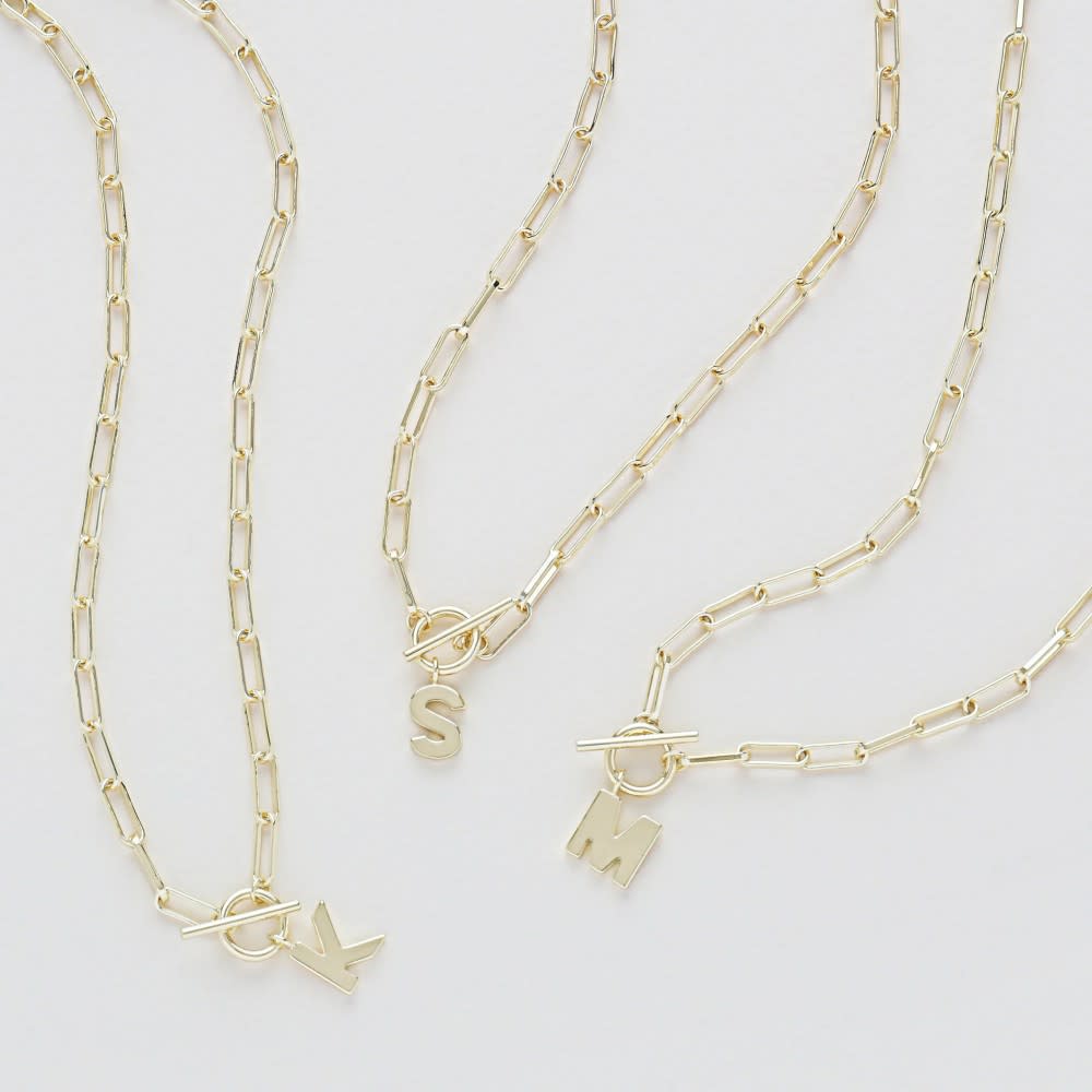 Toggle Initial Necklace-Gold | Natalie Wood Designs | Iris Gifts & Décor