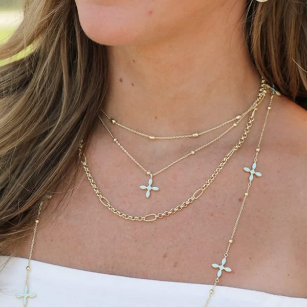Enamel Cross Drop Necklace - Image 3