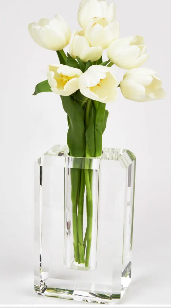 Crystal Glass Vase Hex Edge Large | Tizo | Iris Gifts & Décor