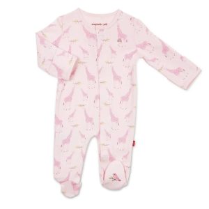 Pink Jolie Giraffe Organic Magnetic Footie
