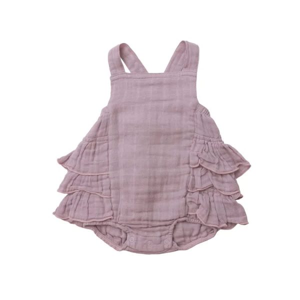 Solid Muslin Ruffle Sunsuit Lavender