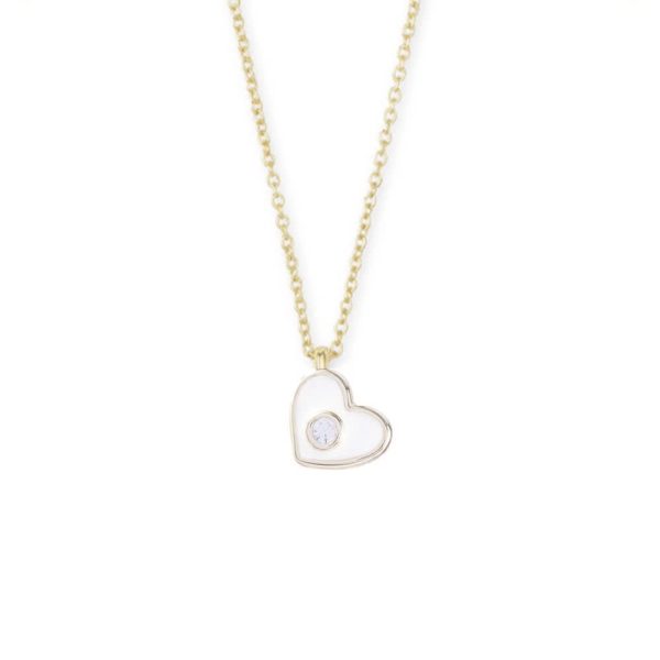 Littles Mini Heart Necklace-Pearl/Gold
