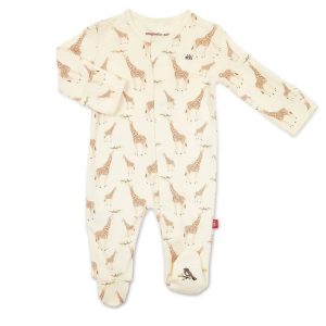 Cream Jolie Giraffe Organic Magnetic Footie