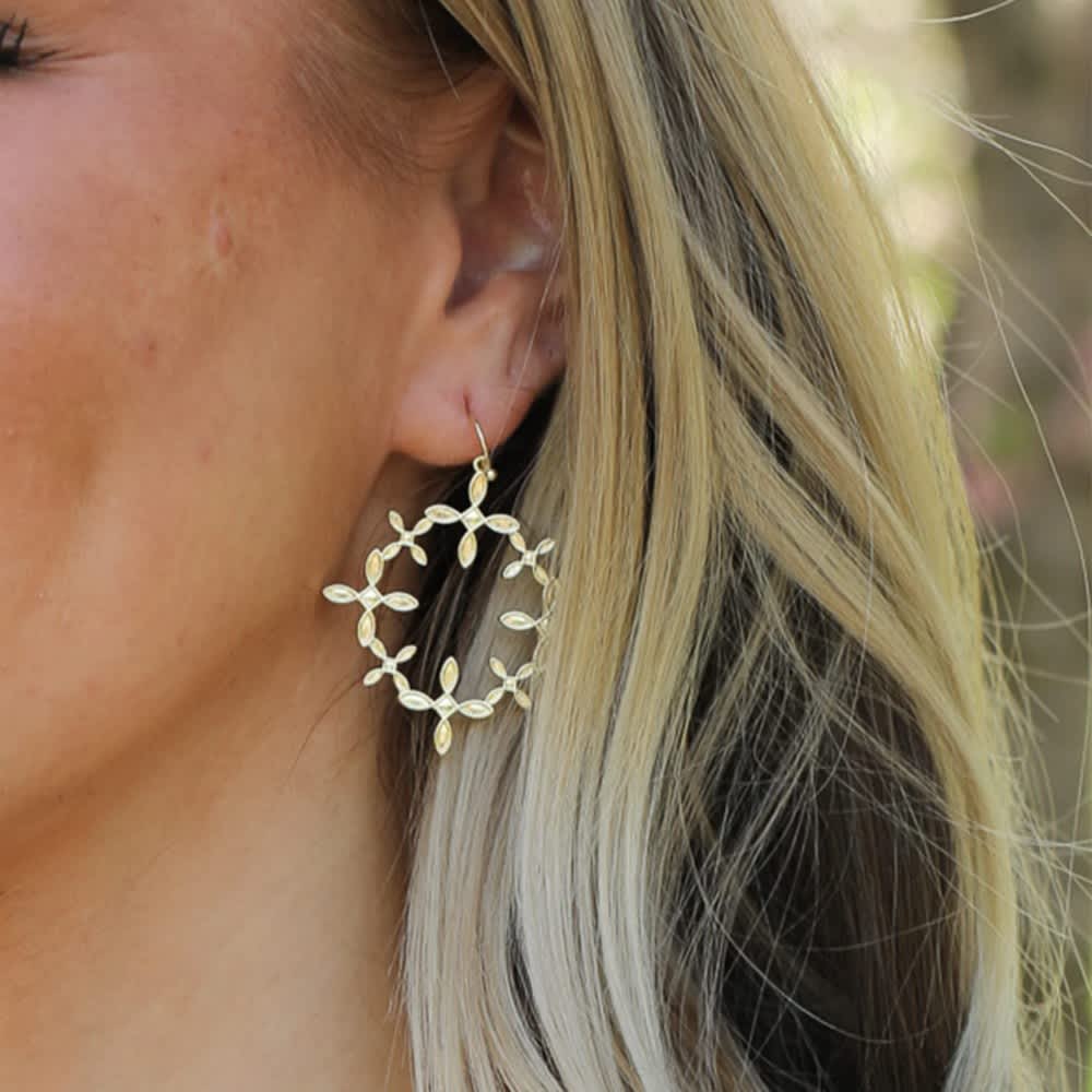 Radiant Cross Drop Earrings Gold | Natalie Wood Designs | Iris Gifts & Décor
