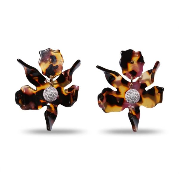 Crystal Lily Pierced Earrings - Rose Tortoise