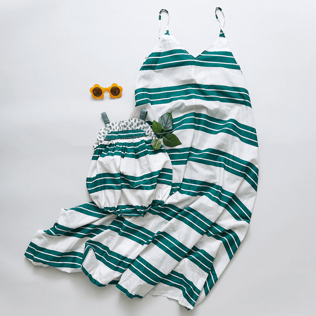 Women’s Sterralda Dress – Evergreen Stripe | Pink Chicken | Iris Gifts & Décor