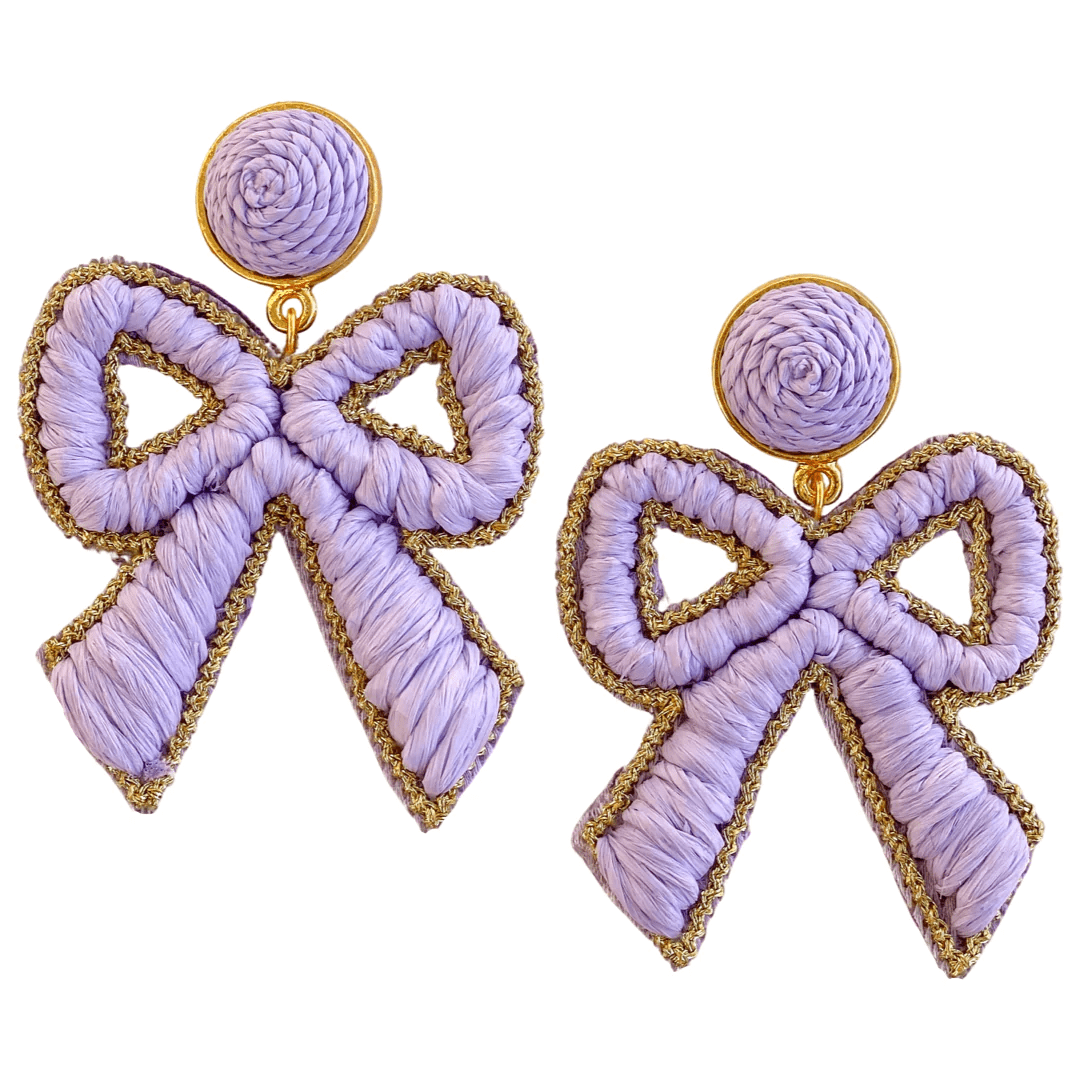 Bow Raffia Earrings Lavender | Gaby & Grace | Iris Gifts & Décor