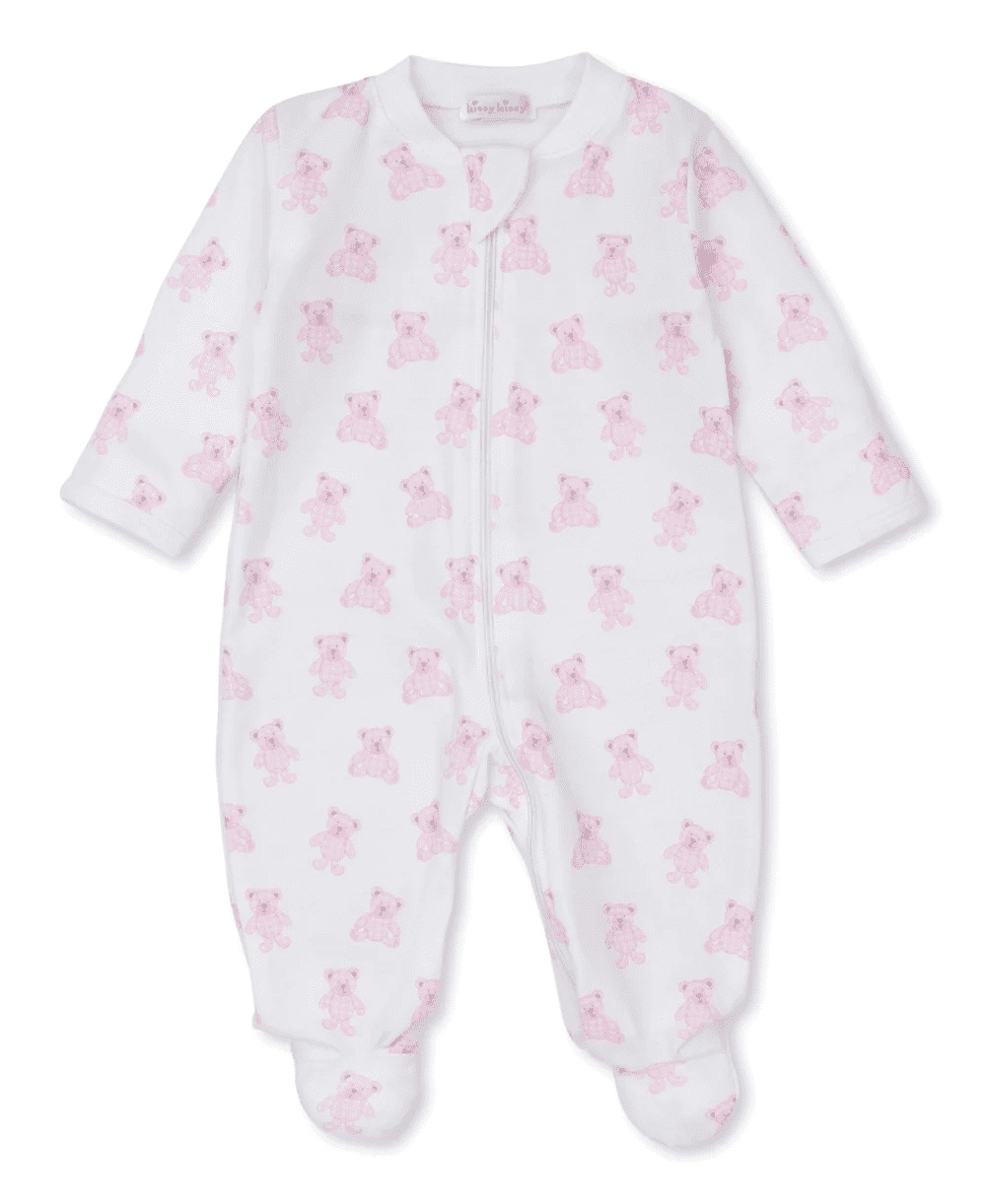 Teddy Bear Love Footie With Zipper - Pink