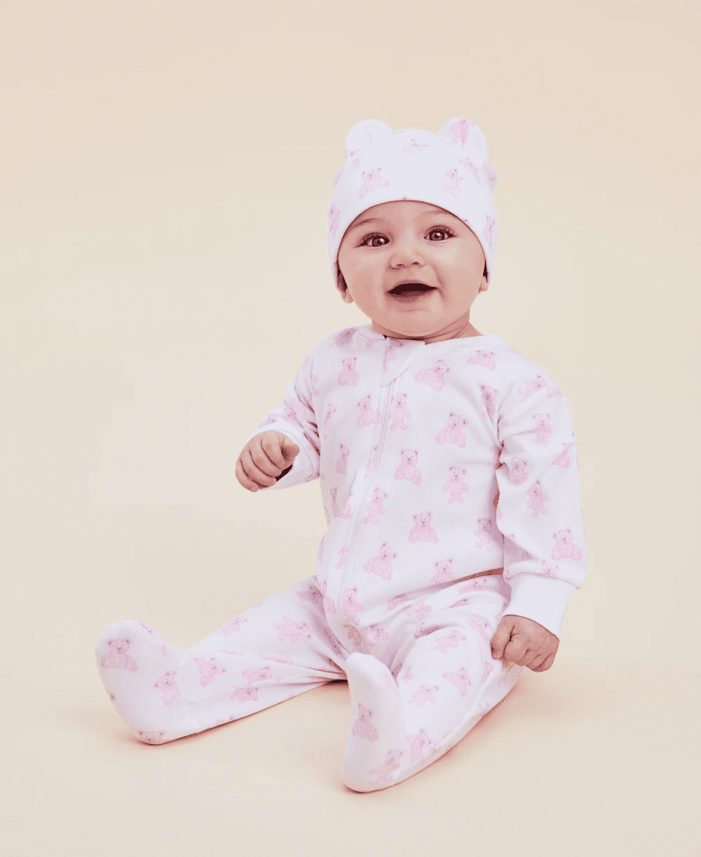 Kissy Kissy - Simple Stripes Footie w/Zip - Light Pink main image 0