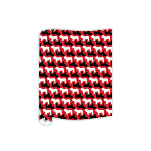 Black and White Bulldogs on Red Table Runner