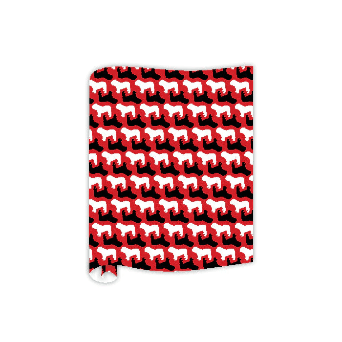 Black and White Bulldogs on Red Table Runner | Rosanne Beck | Iris Gifts & Décor