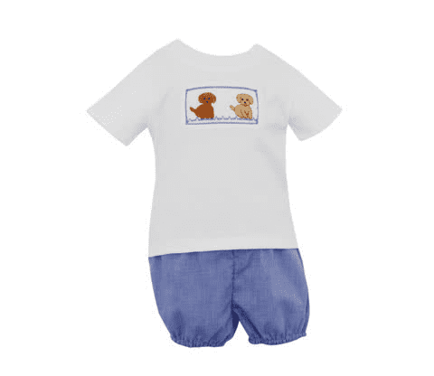 Boy’s Diaper Set S/S /White T-Shirt/Mic Ch’ck Diaper | Petit Bebe | Iris Gifts & Décor