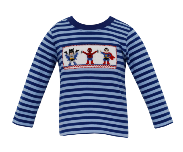 Boy's T-Shirt-Blue and Royal Stripe Knit L/S