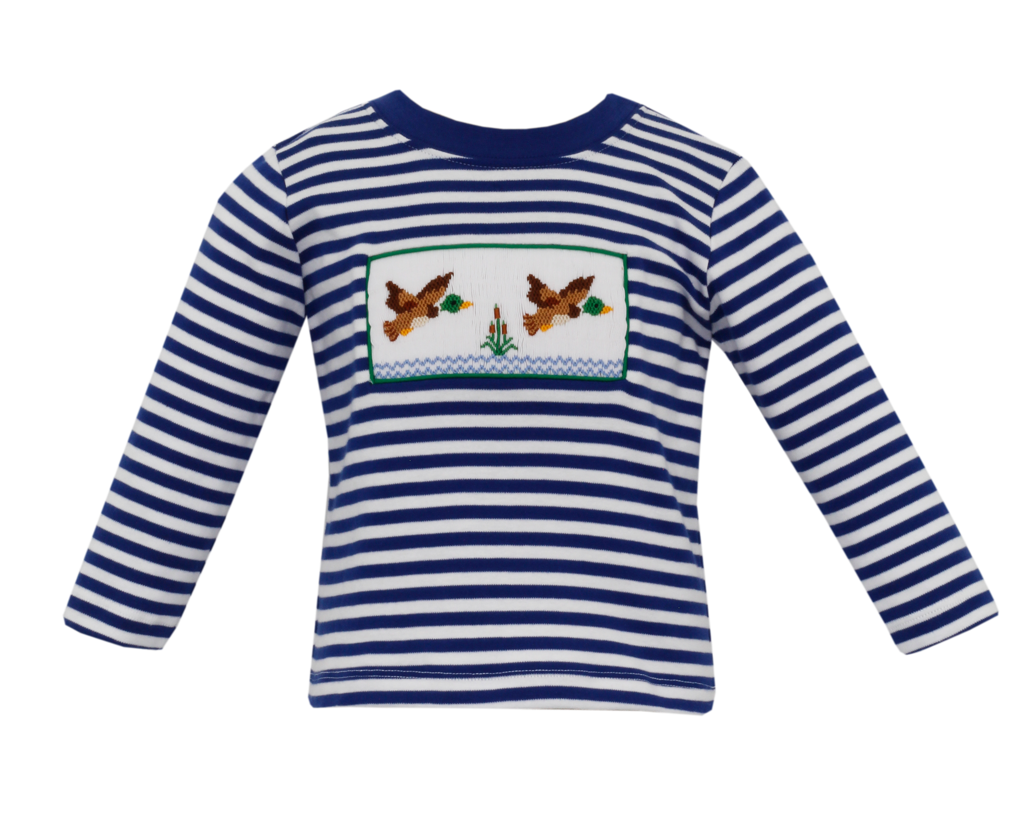 Boy’s T-Shirt-Royal Blue Stripe Knit L/S-Mallard | Anavini | Iris Gifts & Décor