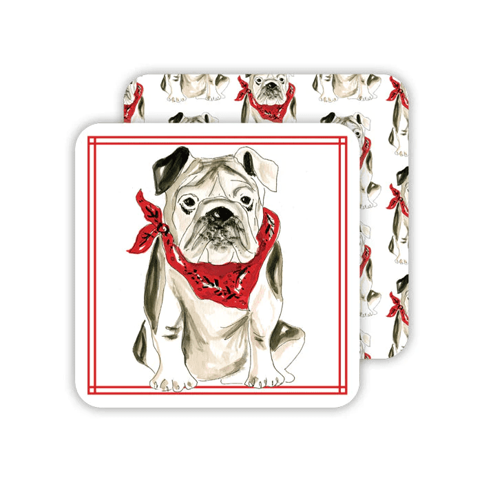 Bulldogs with Stripes Square Coaster | Rosanne Beck | Iris Gifts & Décor