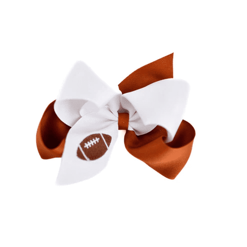 King Bow-White & Burnt Orange w/Football | Wee Ones | Iris Gifts & Décor