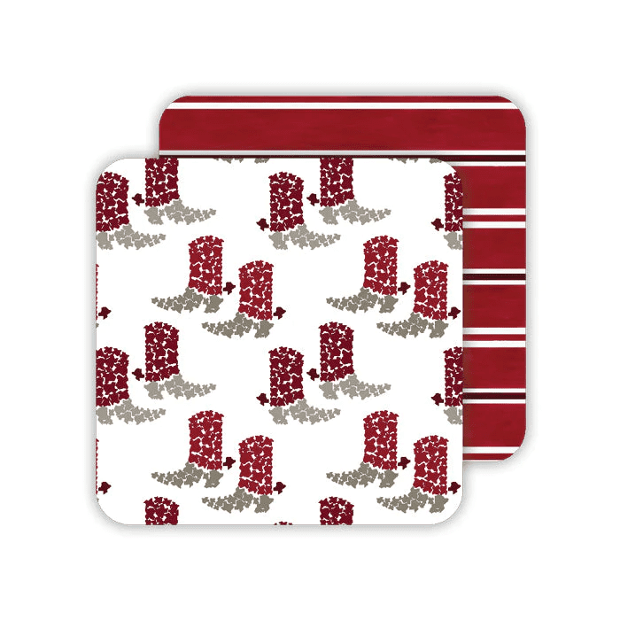 Maroon Texas Boots Square Coaster | Rosanne Beck | Iris Gifts & Décor