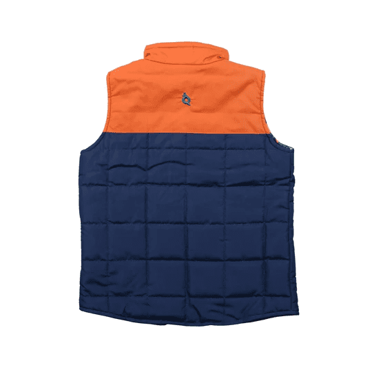 Navy/Orange-Foliage Quilted Vest | Blue Quail | Iris Gifts & Décor