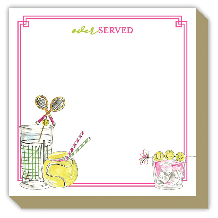 Over Served Tennis Cocktails Luxe Notepad | Rosanne Beck | Iris Gifts & Décor