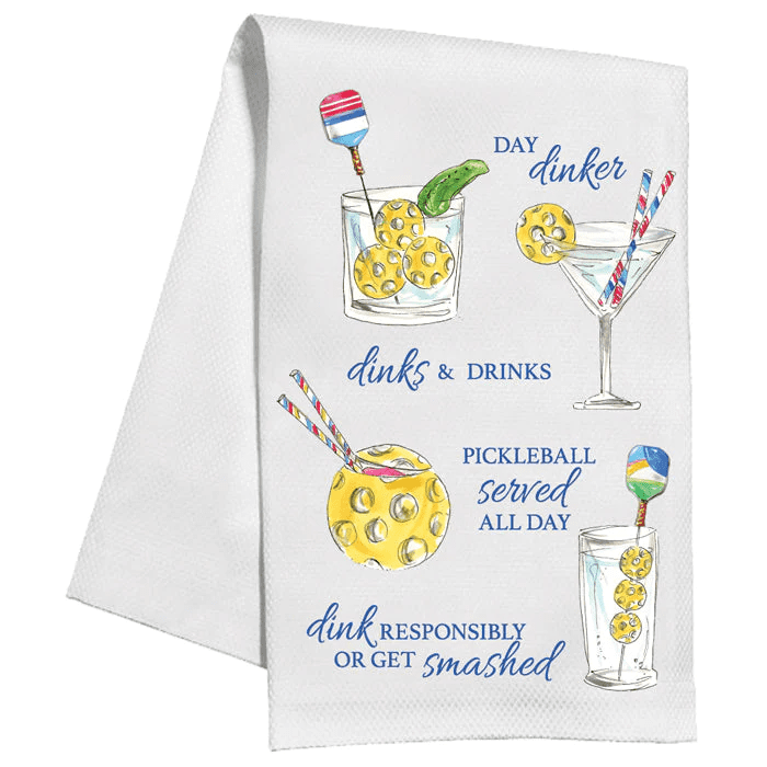 Pickleball Cocktails and Sayings Kitchen Towel | Rosanne Beck | Iris Gifts & Décor