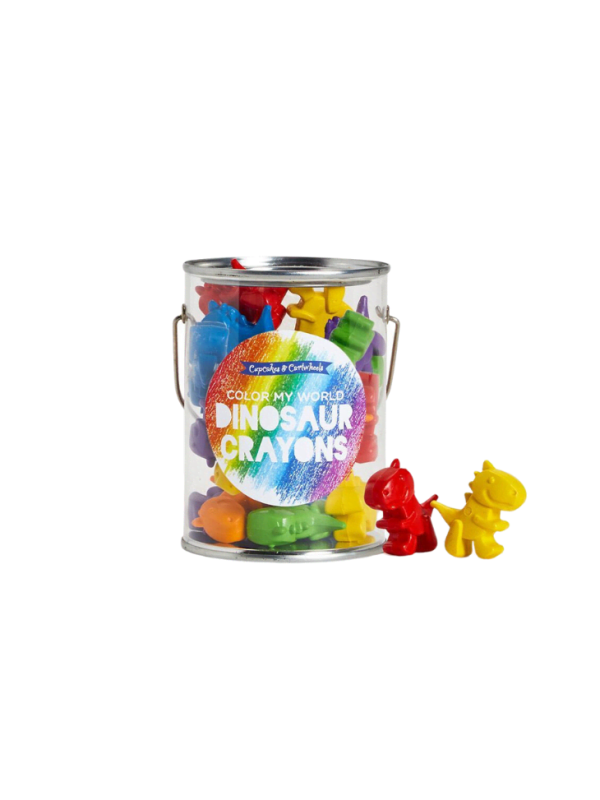 Set of 12 Small Crayons in Paint Jar-Dino