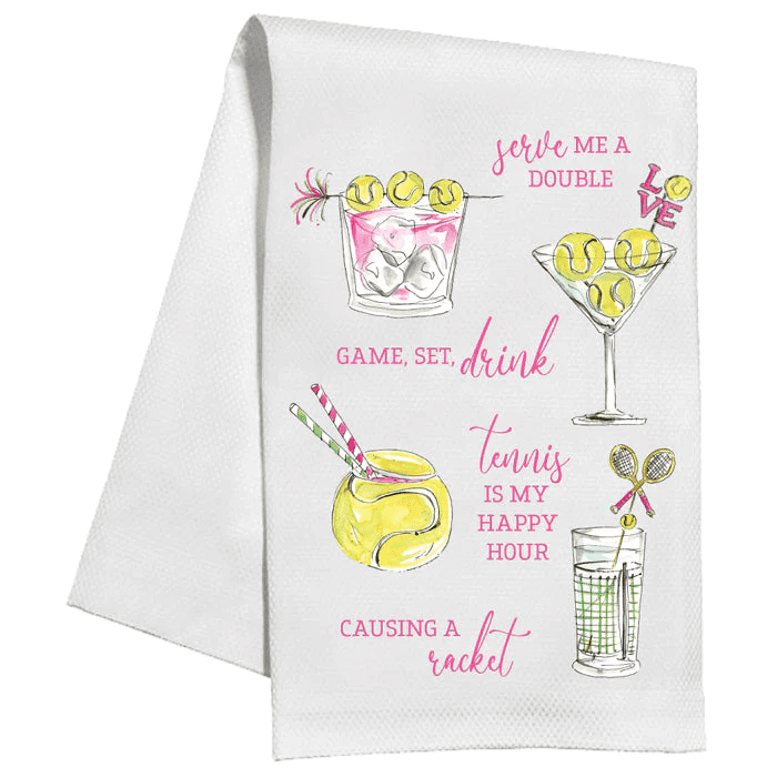 Tennis Cocktails and Sayings Kitchen Towel | Rosanne Beck | Iris Gifts & Décor