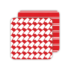 White Alabamas on Red Square Coaster