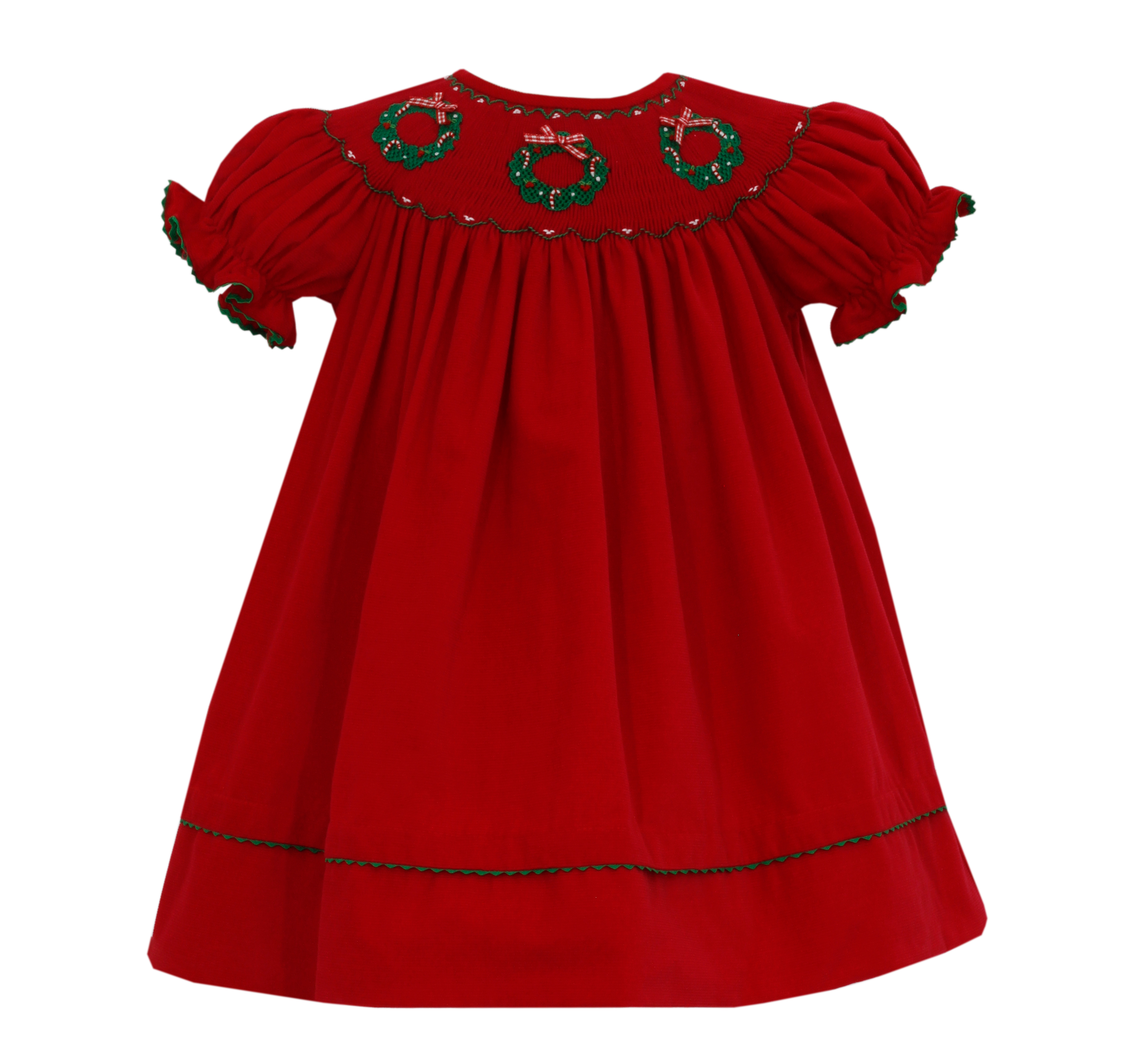 Bishop Red Corduroy Dress – Holiday Wreath | Anavini | Iris Gifts & Décor