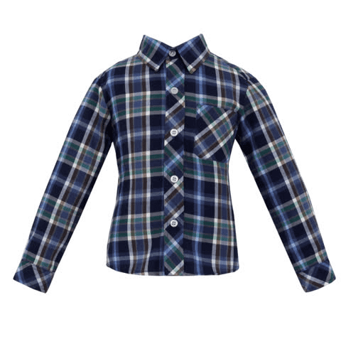 Boy’s Dress Shirt-Brown & Blue Plaid L/S | Anavini | Iris Gifts & Décor
