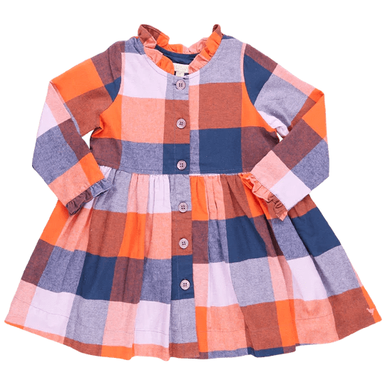 Autumn Dress – Navy/Orange Check | Pink Chicken | Iris Gifts & Décor