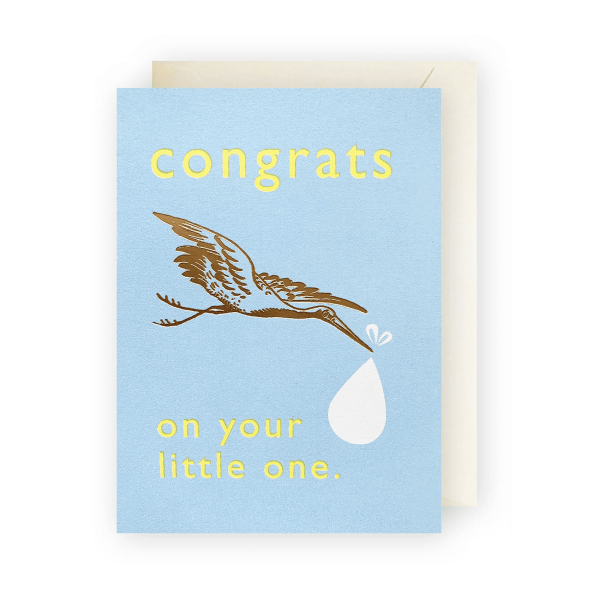 Enclosure Stork Baby Boy Card