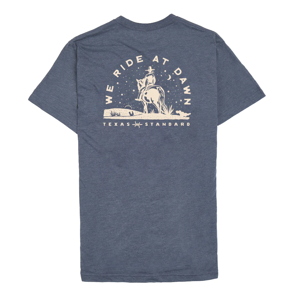 Heritage Printed Tee-Ride at Dawn-Navy | Texas Standard | Iris Gifts & Décor