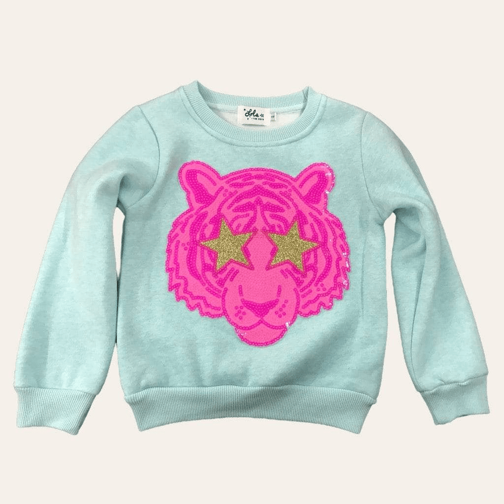 Neon Sequin Tiger Sweatshirt | Lola and the Boys | Iris Gifts & Décor