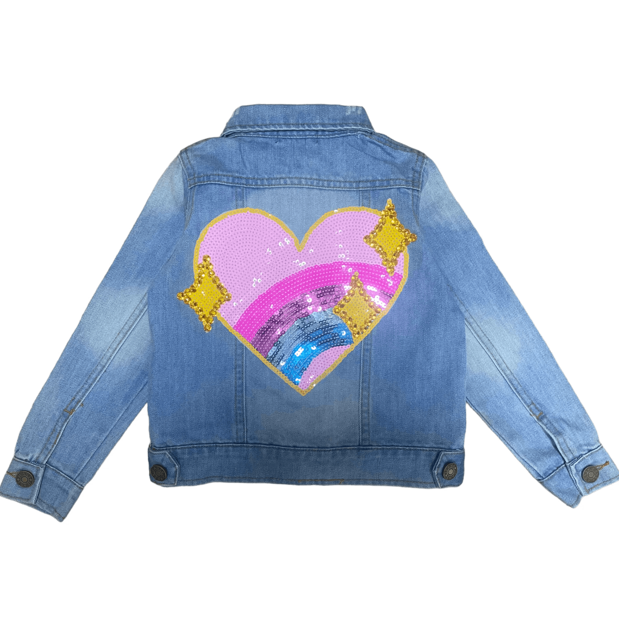 Sparkle Rainbow Heart Denim Jacket | Lola and the Boys | Iris Gifts & Décor