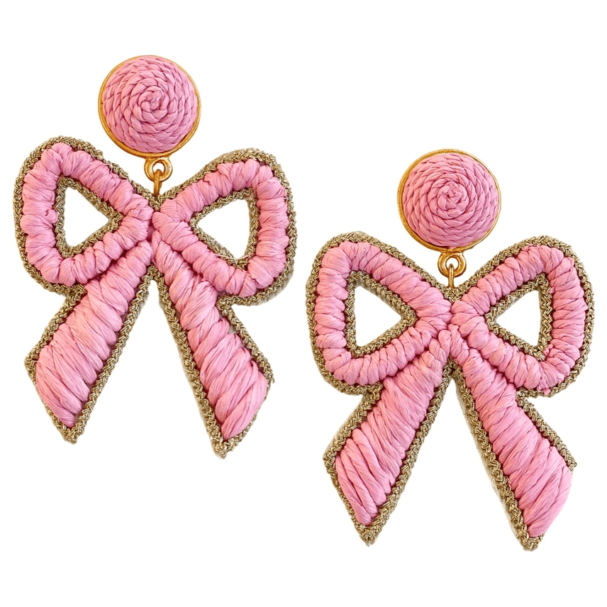 Bow Raffia Earrings Light Pink | Gaby & Grace | Iris Gifts & Décor