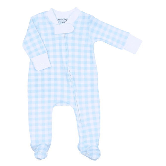 Baby Checks Zipper Pajamas-Blue | Magnolia Baby | Iris Gifts & Décor