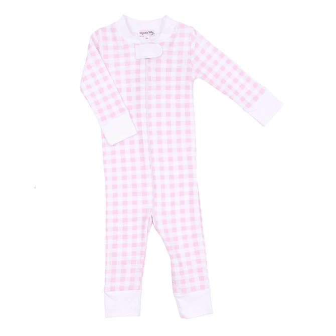 Baby Checks Zipper Pajamas-Pink | Magnolia Baby | Iris Gifts & Décor