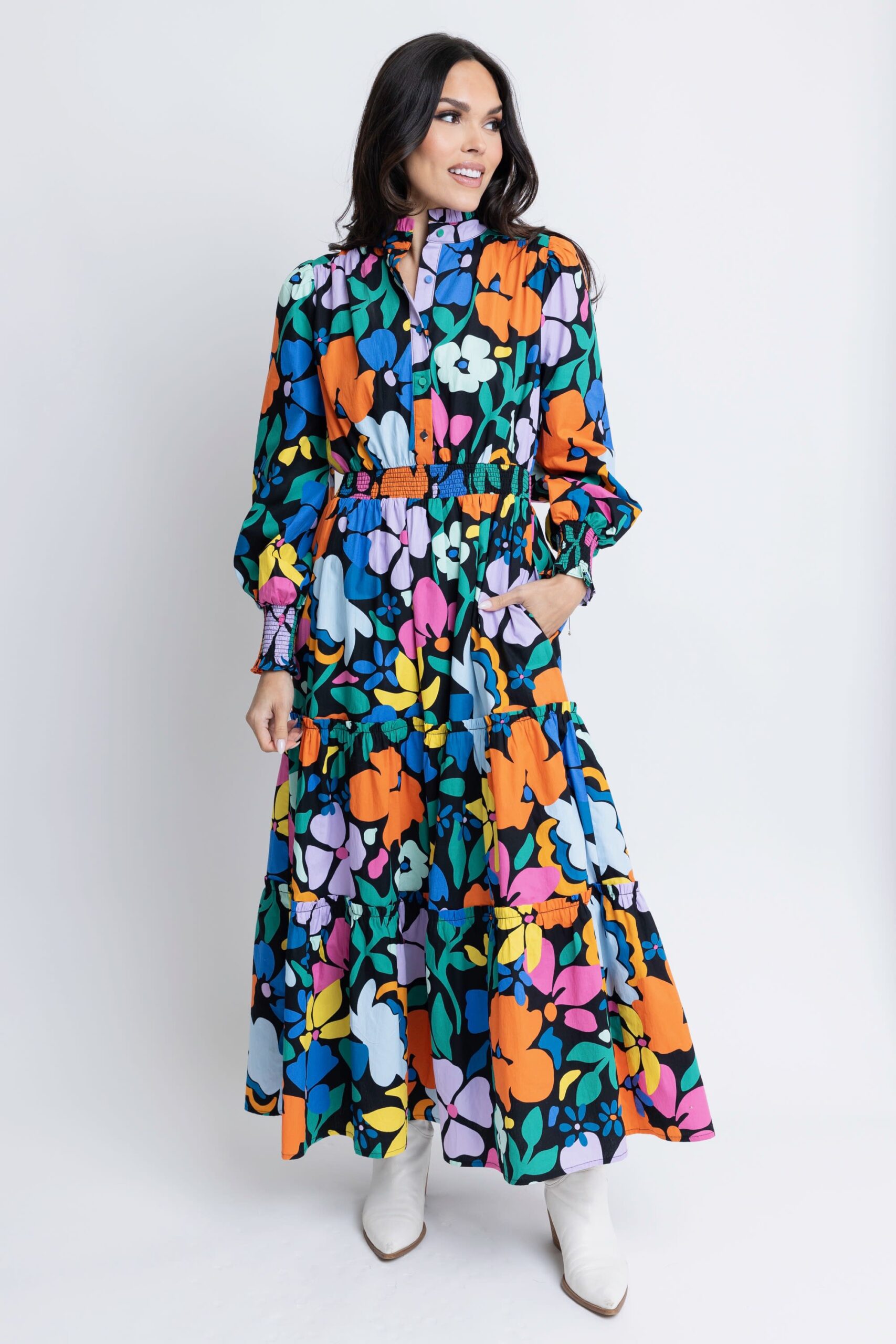 Large Floral Poplin Maxi Dress | karlie | Iris Gifts & Décor