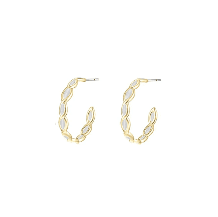 White Enamel Bloom Mini Hoop Earring | Natalie Wood Designs | Iris Gifts & Décor