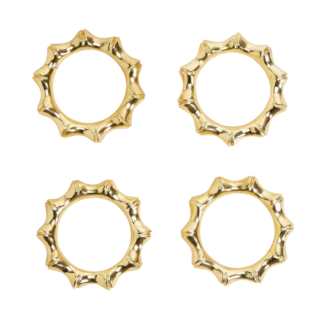 Golden Bamboo Napkin Rings S/4 | Two's Company | Iris Gifts & Décor