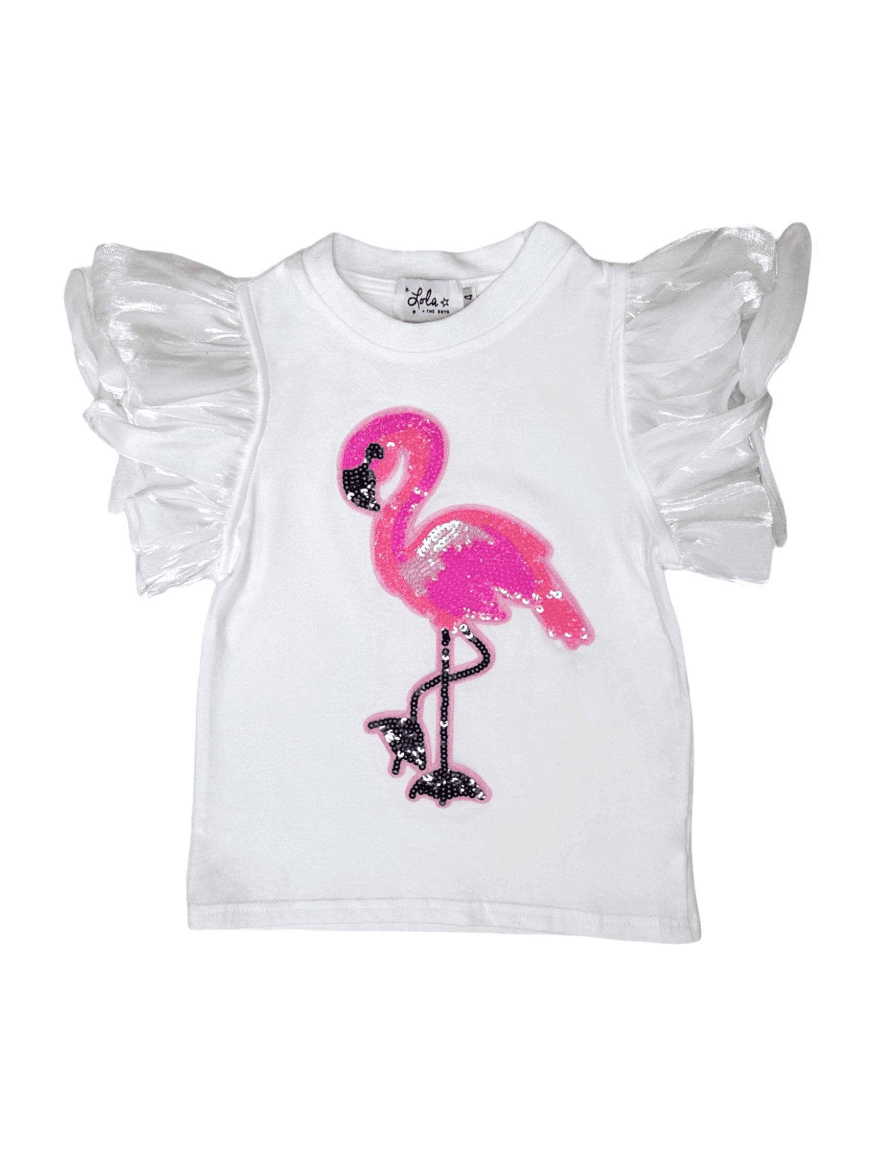 Beaded Flamingo Ruffle T-Shirt | Lola and the Boys | Iris Gifts & Décor
