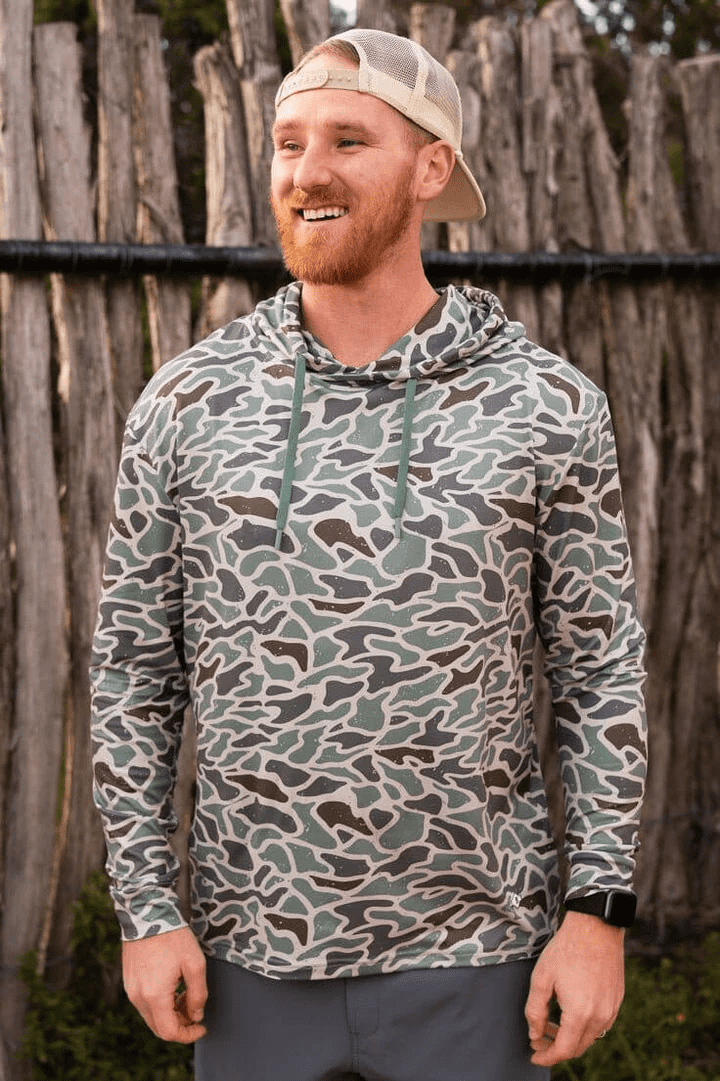 Retro Duck Camo Performance Hoodie | burlebo | Iris Gifts & Décor