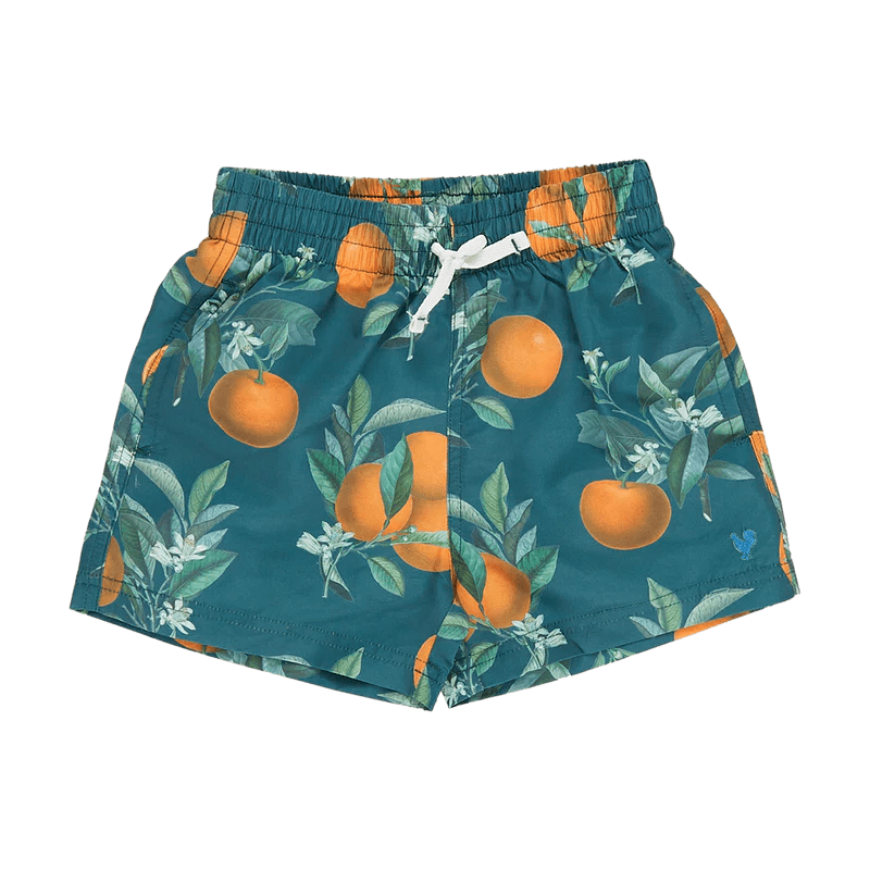 Boys Swim Trunk – Green Botanical Oranges | Pink Chicken | Iris Gifts & Décor