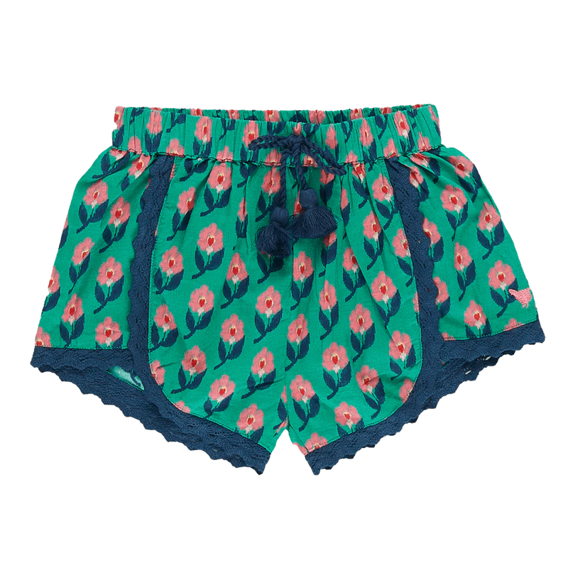 Girls Millie Short-Green Ikat Floral | Pink Chicken | Iris Gifts & Décor