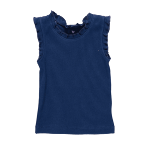 Organic Ruffle Rib Tank - Navy