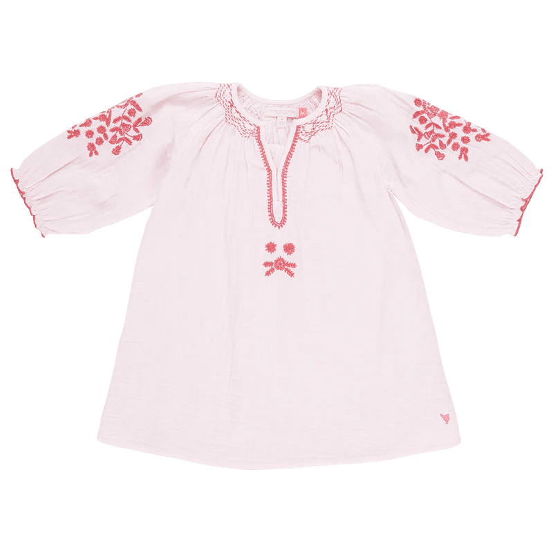 Ava Dress-Strawberry Cream Embroidery | Pink Chicken | Iris Gifts & Décor