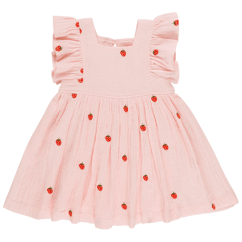 Elsie Dress-Strawberry Embroidery | Pink Chicken | Iris Gifts & Décor